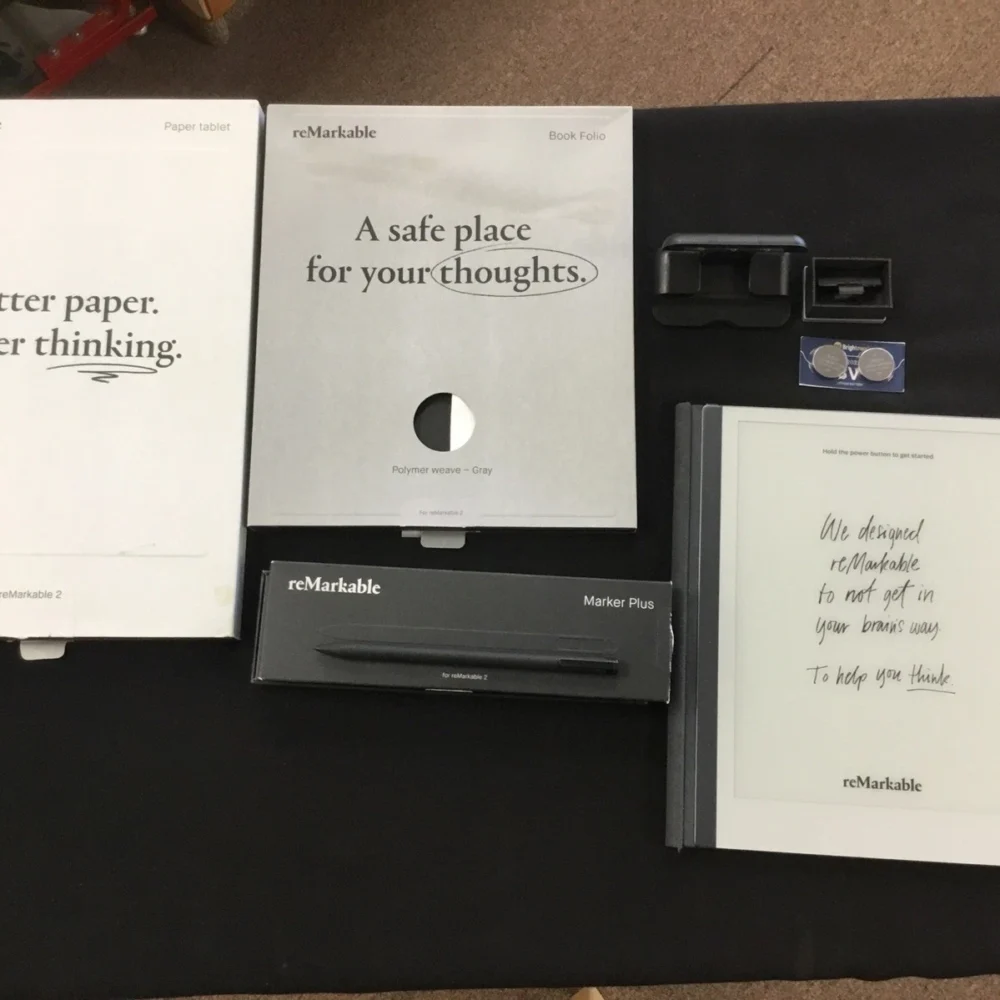 reMarkable 2 10.3" Paper Tablet with Marker Plus and Polymer Weave Book Folio, Gray (RM114M)