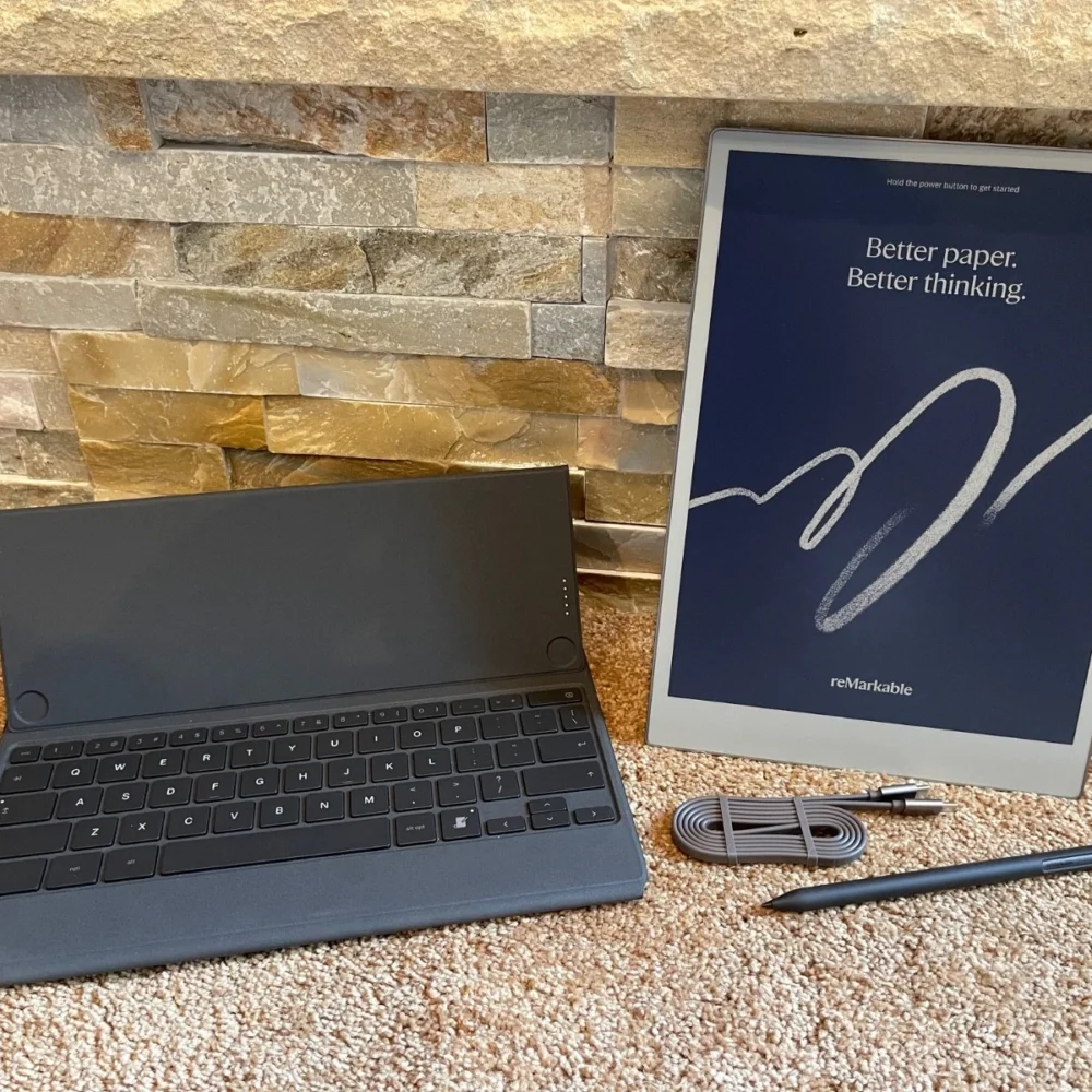 reMarkable Paper Pro Bundle – Premium Leather | Includes 11.8” reMarkable Paper Tablet, Marker Plus Pen with Eraser, and a Book Folio Cover in Black Leather