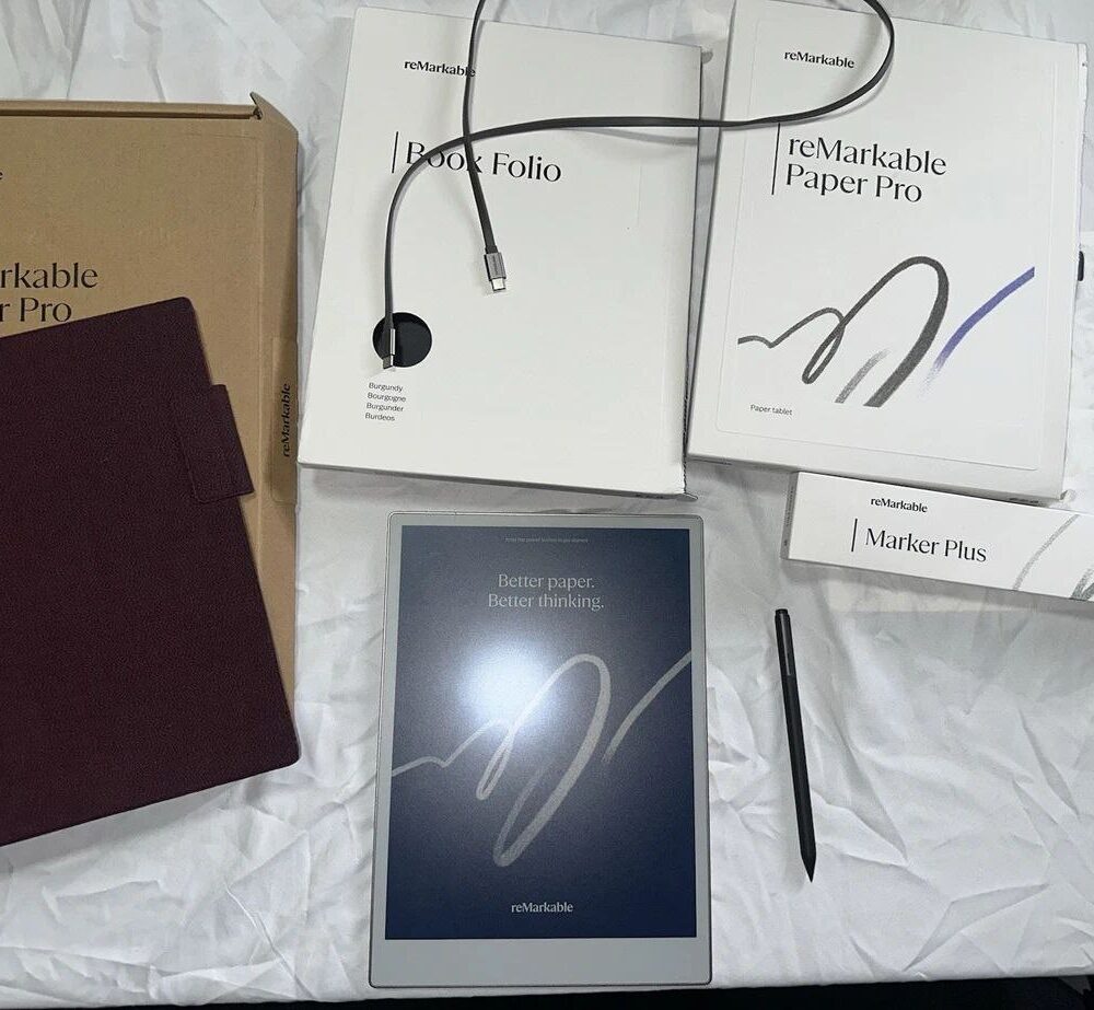 reMarkable Paper Pro Tablet Bundle and Marker Plus W Book Folio